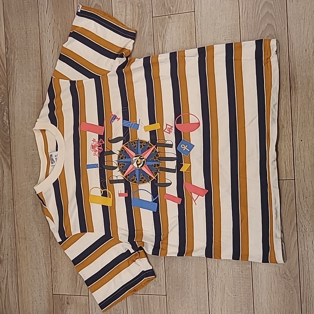 BBC Billionaire Boys Club Abstract Pattern Brown White Striped Mens‎ XL T Shirt
